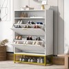 31.5"Shoe Cabinet with 2 Flip Drawers, and 2 Shelves, Modern Free Standing Shoe Rack for Heels,White - 3 of 4