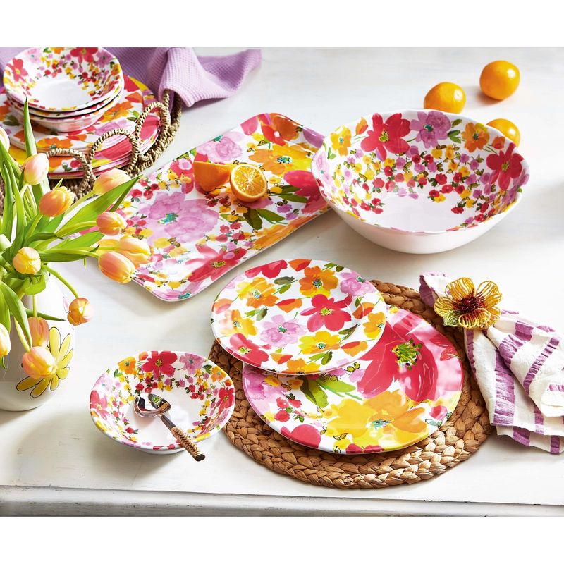 TAG 17.3L in. x 11W in. Springtime Bright Red Orange Purple Flower Melamine Serving Platter   Indoor Outdoor Rectangle Multicolored, 2 of 4