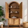 Mshliw Tall Arched Kitchen Pantry Cabinet with Rattan Doors, Adjustable Shelves, Freestanding MDF Farmhouse Storage Cupboard for Living Room - 4 of 4