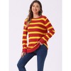 INSPIRE CHIC Women's Long Sleeves Drop Shoulder Loose Striped Sweater - 2 of 4