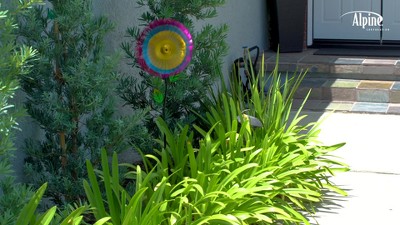 47" Multicolor Iron Daisy Wind Spinner Garden Stake