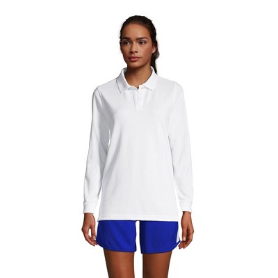 School Uniform Young Women's Long Sleeve Mesh Polo Shirt