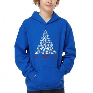 LA Pop Art Paw Christmas Tree - Boy's Word Art Hooded Sweatshirt - 1 of 4