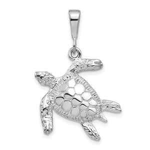 Black Bow Jewelry 14k White Gold Polished Sea Turtle Pendant - 1 of 4