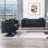 VYNXARIA Modern Black Velvet Sofa Loveseat Living Room Set - 2 of 4