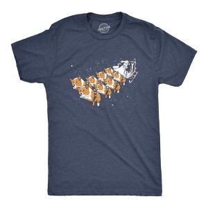Mens Corgi Sleigh T Shirt Funny Christmas Santa Claus Dog Tee - Crazy Dog Men's T Shirt - 1 of 4