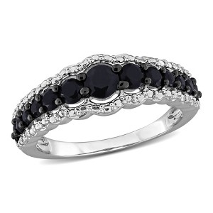 EVERLY JEWELRY | Sterling Silver 1 1/8 CT TGW Black Sapphire Fashion Ring Black Rhodium Plated - 1 of 4