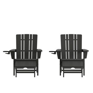 Flash Furniture Halifax HDPE Adirondack Chair with Cup Holder and Pull Out Ottoman, All-Weather HDPE Indoor/Outdoor Lounge Chair - 1 of 4