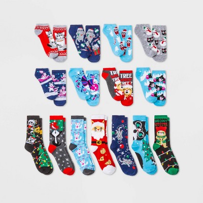 Women's Holiday Cats 15 Days of Socks Advent Calendar - Assorted Colors 4-10