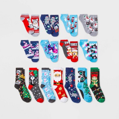 Women's Holiday Cats 15 Days of Socks Advent Calendar - Assorted Colors 4-10