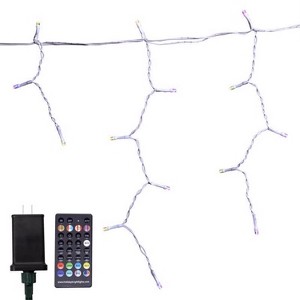Celebrations Icicle Christmas Lights, Platinum Brilliant LED Micro/5mm RGBW 150 ct - 16 ft. - 1 of 4
