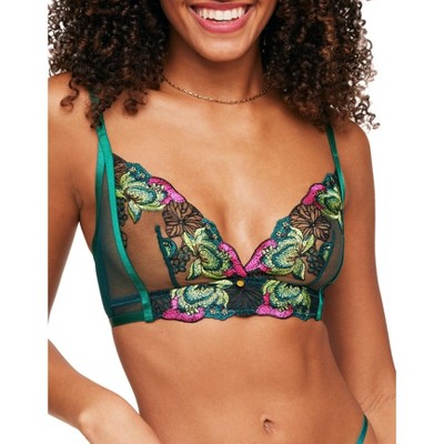 Adore Me Women's Emilie Bralette XS / Lotus Pond Embroidery C07 Green.