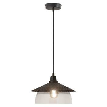 11.8" Leslie Black Satin Painted Cone Shaped Pendant Lamp - River of Goods
