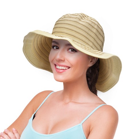 Tirrinia Wide Brim Straw Hat for Women, Stylish Foldable UV Sun Protection Beach Travel Hats, Suitable for Outdoor Activities