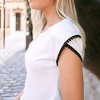 Amaryllis Women's Short-Sleeve Casual Crew Neck Trim Detail White Tee Soft Breathable Modal - 2 of 4