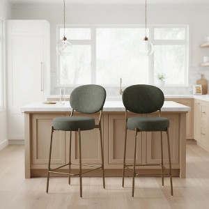 Homy Casa 29" Upholstered Velvet Bar Stools Set of 2 - 1 of 4