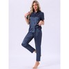INSPIRE CHIC Womens Satin  Loungewear Silky Button Down Short Sleeve Lapel Collar Pajama Sets - 2 of 4