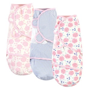 Touched by Nature Baby Girl Organic Cotton Swaddle Wraps, Pink Rose, 0-3 Months - 1 of 2