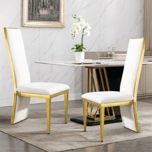 Velvet Upholstered Dining Chairs Set of 2,Modern Dining Chair with Stainless Steel Legs,Minimalist High Back Dining Chair for Kitchen-Koiai - 1 of 4