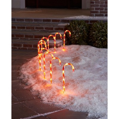 BrylaneHome Candy Cane Pathway Lights, Set Of 10
