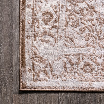 Rosalia Cottage Medallion 2'x8' Runner Rug in Brown/Cream