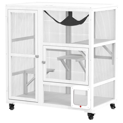 Cat House, Indoor Cat Enclosure on Wheels with Openable Top, 39"