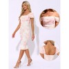 INSPIRE CHIC Women's Summer Square Neck Ruched Short Sleeve Midi Dress - 2 of 4