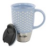 Mr. Coffee Coupleton Dot 4 Piece 15 Ounce Stoneware and Stainless Steel Travel Mug Set with Lid in Blue - 2 of 4