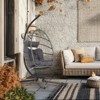 Indoor Outdoor Hanging Egg Chair with Stand, Patio Wicker Swing Egg Chair with Cushion 350lbs Capacity - 2 of 4