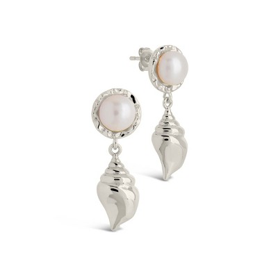 SHINE by Sterling Forever Beverly Pearl Shell Drop Stud Earrings