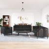 vidaXL Black Fabric 3-Piece Sofa Set - Armchair, 2-Seater, and 3-Seater for Living Room or Office Lounge, Modern Design - 2 of 4