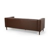 90" Contemporary 3-Seater Sofa with Tufted Diamond Stitch, Rolled Accent Pillows, and Wood-Like Accents - 4 of 4