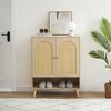 Natural Rattan Shoe Cabinet 2 Door with 4-Tier Adjustable Shelves - 3 of 4