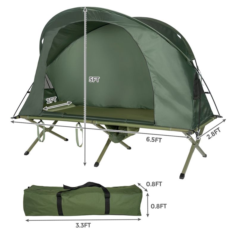 Tangkula 1-Person Folding Camping Tent Cot Portable Outdoor Tent for Backpacking & Hiking Green/Gray, 2 of 7