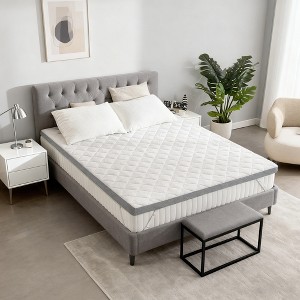 Vipbear 3/4 inch Thick Extra Firm Mattress Topper for Extra Support 4 Inch Pain Relieving Foam Bed Topper,High-Density Foam Pad with Removable Cover - 1 of 4