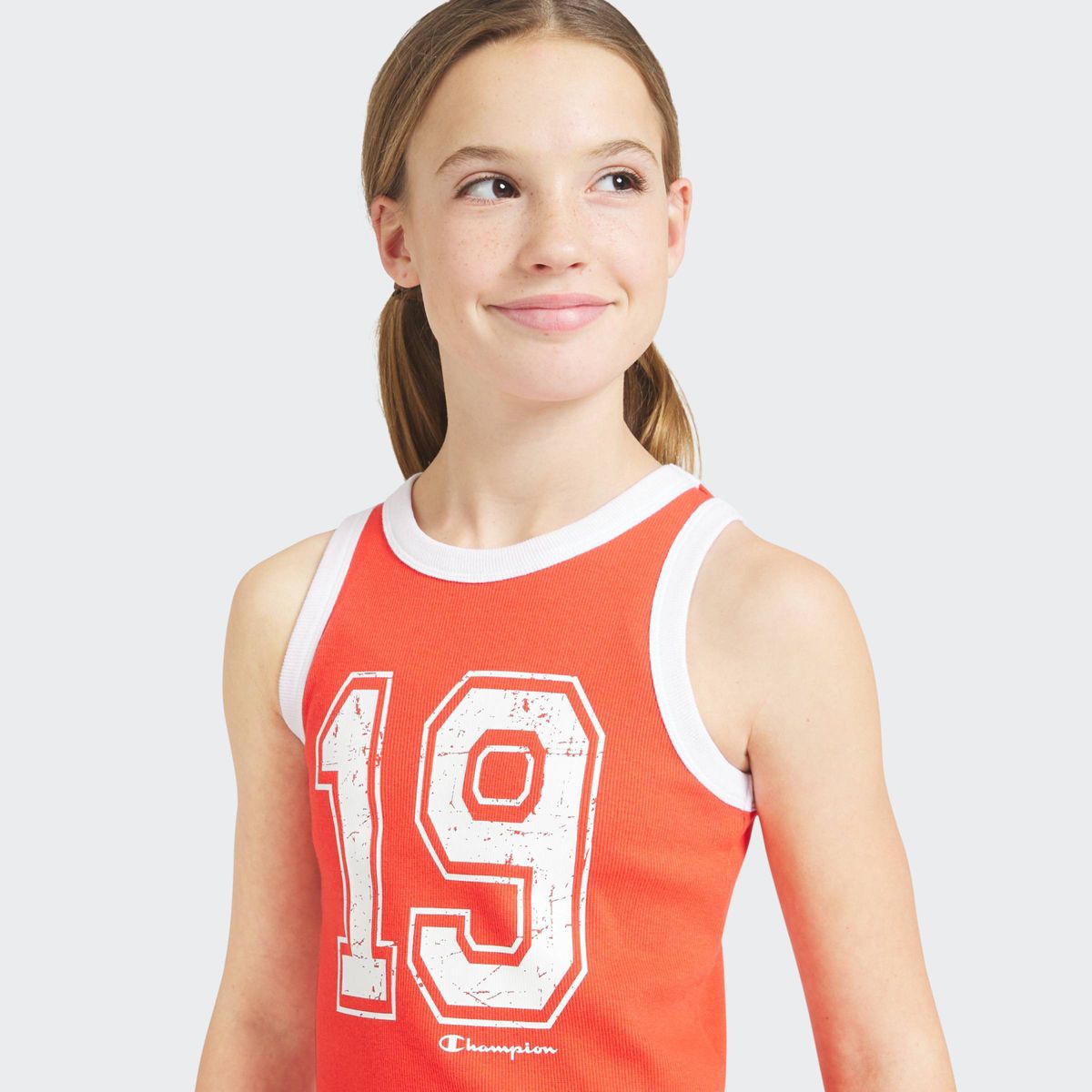 Champion Girls' Graphic High Neck Ribbed Tank Top - thumbnail 10