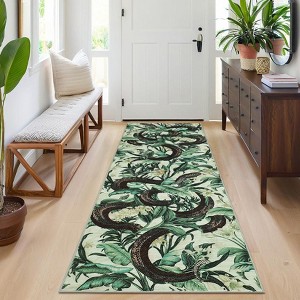 Machine Washable Runner Rug 2x6 Snake Floral Print Hallway Rug Non-Shedding Farmhouse Indoor Floor Mat Foldable Ultra-Thin Gothic Serpent Accent Rug - 1 of 4