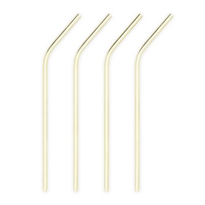 Viski Gold Metal Straws, 8inch Gold Straws Reusable Straws for Tumblers Stainless Steel Drinking Straw Reusable Straw Set of 4