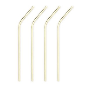 Viski Gold Metal Straws, 8inch Gold Straws Reusable Straws for Tumblers Stainless Steel Drinking Straw Reusable Straw Set of 4 - 1 of 4