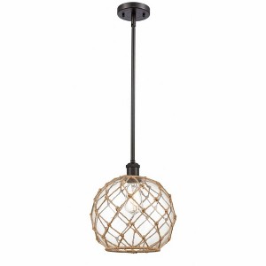 Farmhouse Rope - 1 Light Stem Hung Mini Pendant In Industrial Style-13 Inches Tall and 10 Inches Wide - 1 of 1