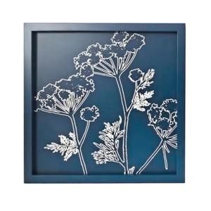 VIP Wood 12 in. Blue Floral Line Art Wall Decor - 1 of 2