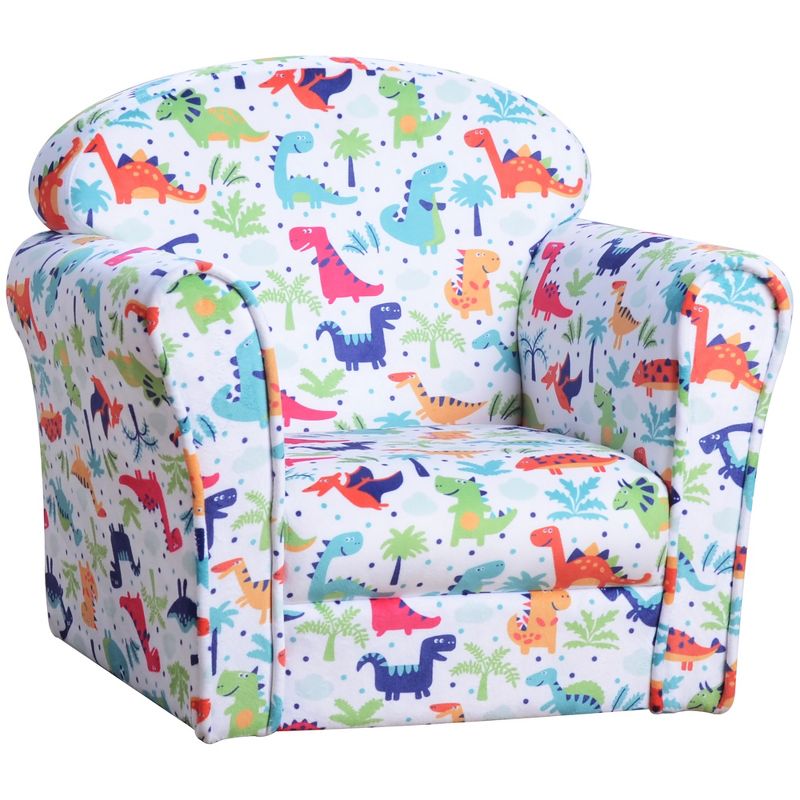 Qaba Kid's Sofa Chair with Dinosaur Design and Thick Padding, Flannel-Covered Toddler Armchair for Bedroom, Playroom, 1 of 7