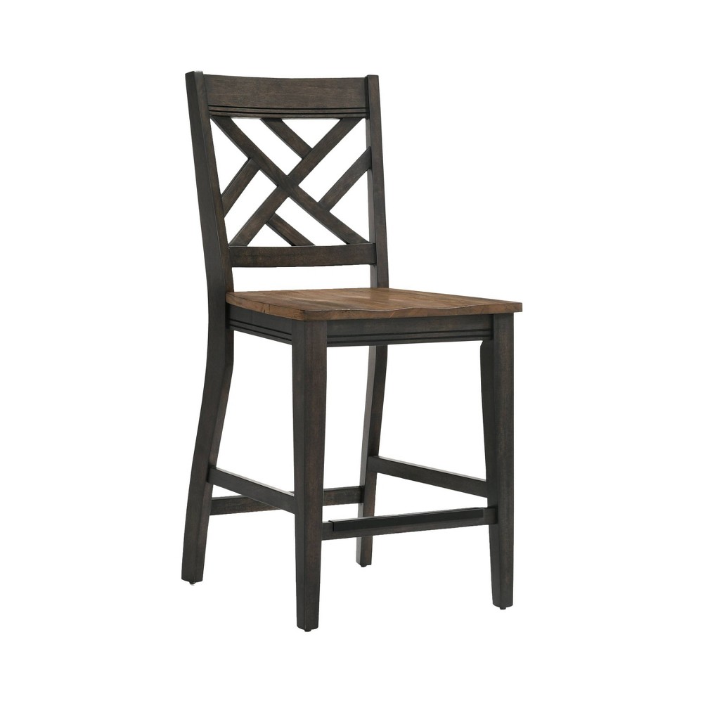 Photos - Chair Intercon Set of 2 24" Harper Lattice Back Counter Height Barstools Brushed Brown/Pe 