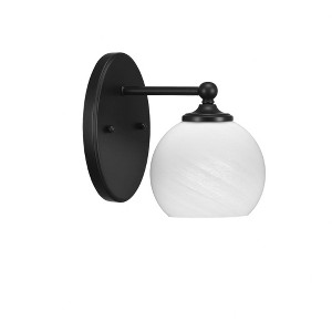 Toltec Lighting Capri 1 - Light Sconce in  Matte Black with 5.75" White Marble Shade - 1 of 1