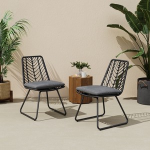 Sapphtopaz Patio Dining Chairs Set of 2 Rattan Patio Chairs with 2 Cushions for Patio, Outside, Living Room - 1 of 4