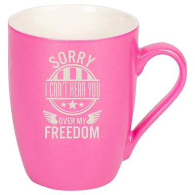 100 North United States of America 10 Ounce Pink Metallic Finish, Comfortably Fits Your Hands, New Bone China Coffee Tea Cup Mug, Sorry I Can't Hear