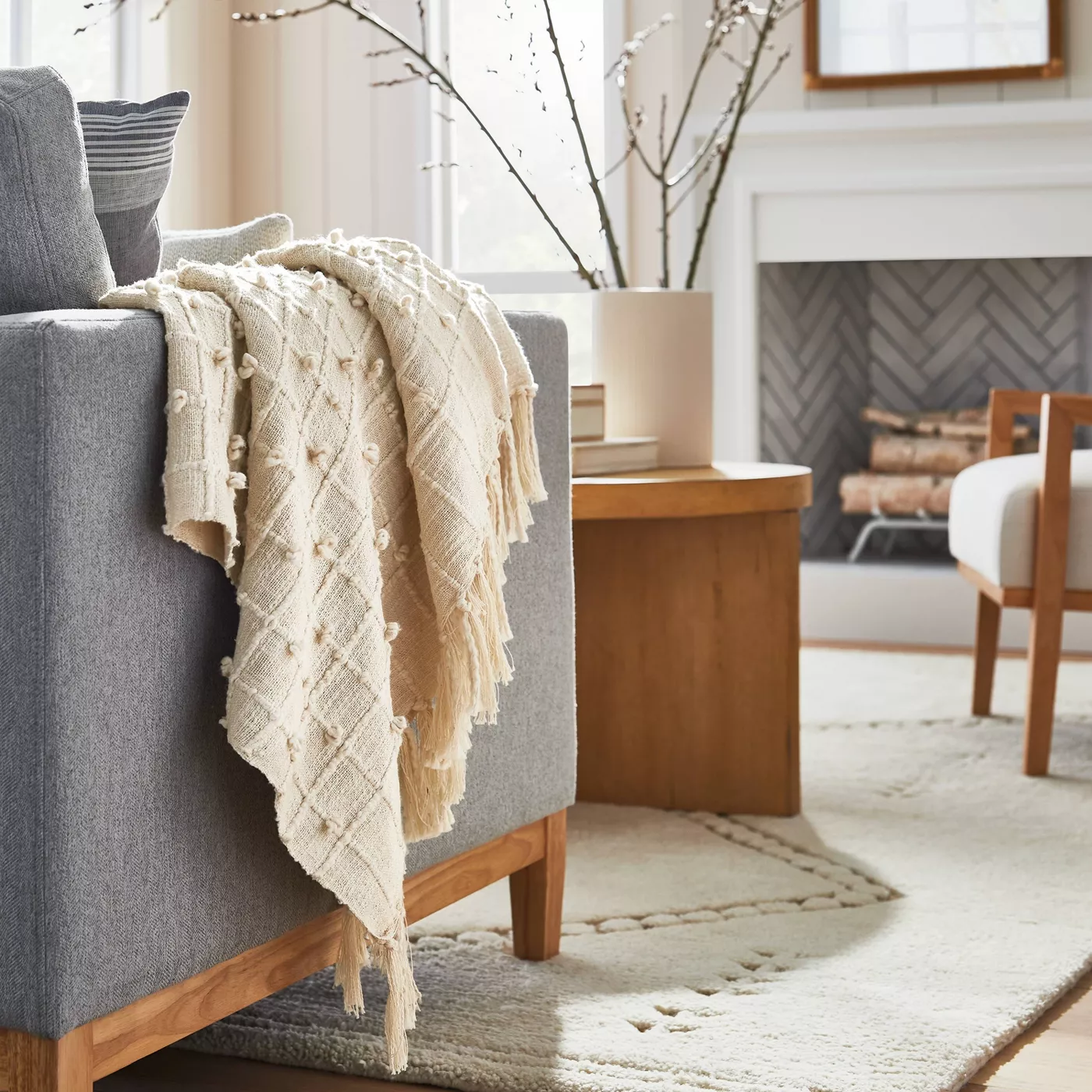 Woven Cotton Plaid Throw Blanket Cream - Threshold™ designed with Studio McGee - image 2 of 5