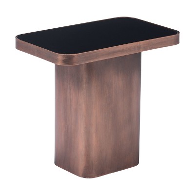 Zuo Marcos Side Table Black & Antique Bronze