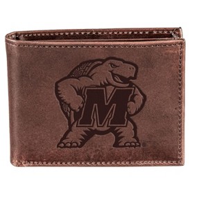 Evergreen NCAA Maryland Terrapins Brown Leather Bifold Wallet Officially Licensed with Gift Box - 1 of 1