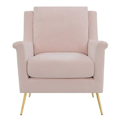 Luxurious Mid-Century Blush Accent Chair with Gold Legs